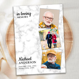 Marble 3 Photos Memorial Celebration Of Life Invitation