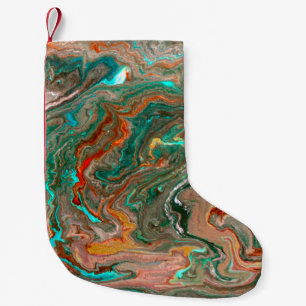 Marble abstract acrylic background. Marbling artwo Small Christmas Stocking