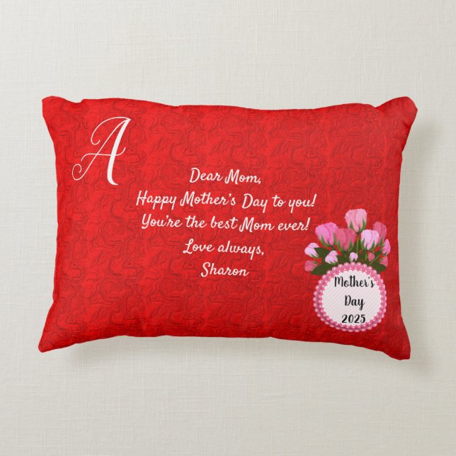 Marble Abstract Double Sided 2 Designs Flowers Mom Accent Pillow (Back)