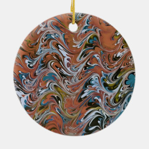 Marble Abstract In Red Ceramic Ornament
