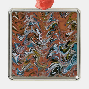 Marble Abstract In Red Metal Ornament