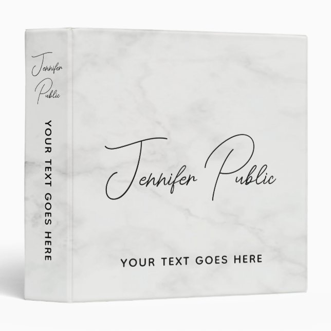 Marble Add Name Logo Script Text Here Binder (Front/Spine)