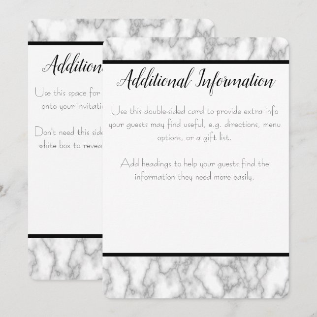 Marble Additional Info Card (Front/Back)