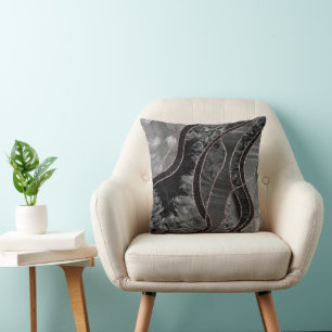 Marble Agate Gold Glam 12 Throw Pillow