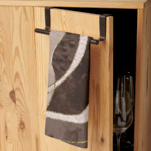 Marble Agate Gold Glam 5 - landscape Kitchen Towel