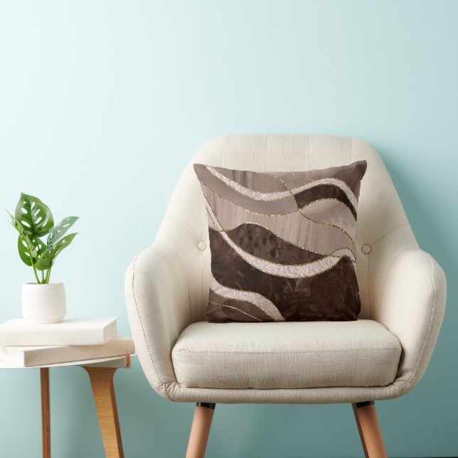 Marble Agate Gold Glam 5 - landscape Throw Pillow (Chair)