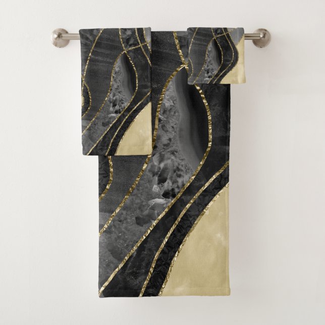 Marble Agate Gold Glam 6 Bath Towel Set (Insitu)