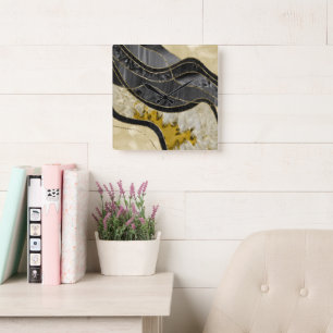 Marble Agate Gold Glam 6 - landscape Square Wall Clock