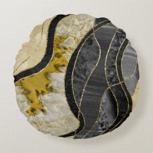 Marble Agate Gold Glam 6 Round Pillow