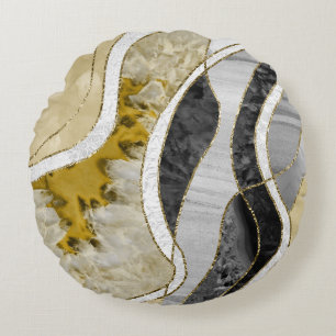 Marble Agate Gold Glam 7 Round Pillow