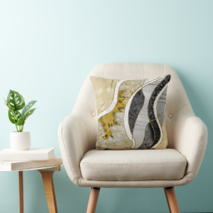 Marble Agate Gold Glam 7 Throw Pillow