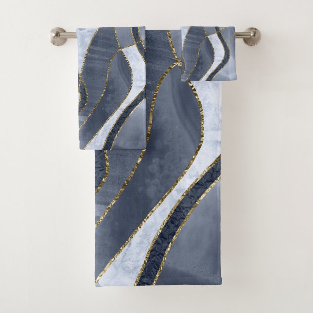 Marble Agate Gold Glam 8 Bath Towel Set (Insitu)