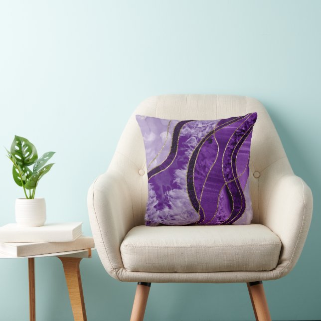 Marble Agate Gold Glam 9 Throw Pillow (Chair)