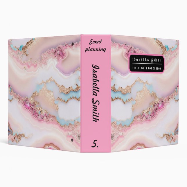 Marble Agate Popular Blue Pink Gold Collection Binder (Background)