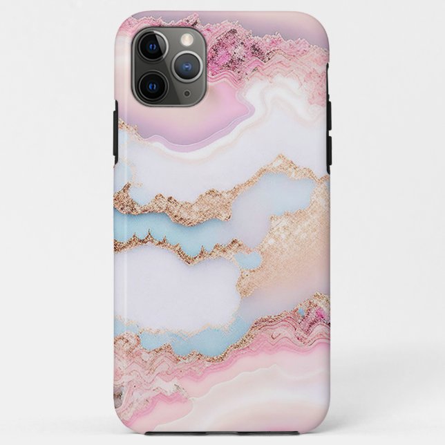 Marble Agate Popular Blue Pink Gold Collection Case-Mate iPhone Case (Back)