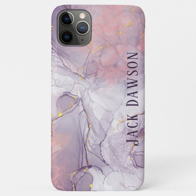 Marble Agate Purple and Gold Personalized Case-Mate iPhone Case (Back)