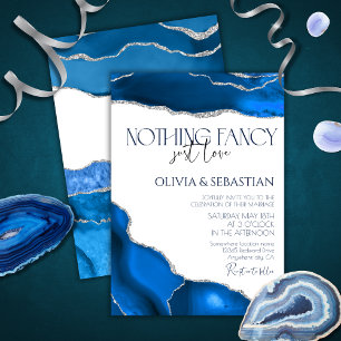 Marble Agate Royal blue wedding Invitation