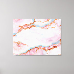 Marble Agate Trendy Blue Pink Gold Collection Canvas Print