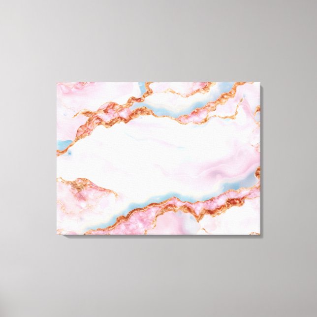 Marble Agate Trendy Blue Pink Gold Collection Canvas Print (Front)