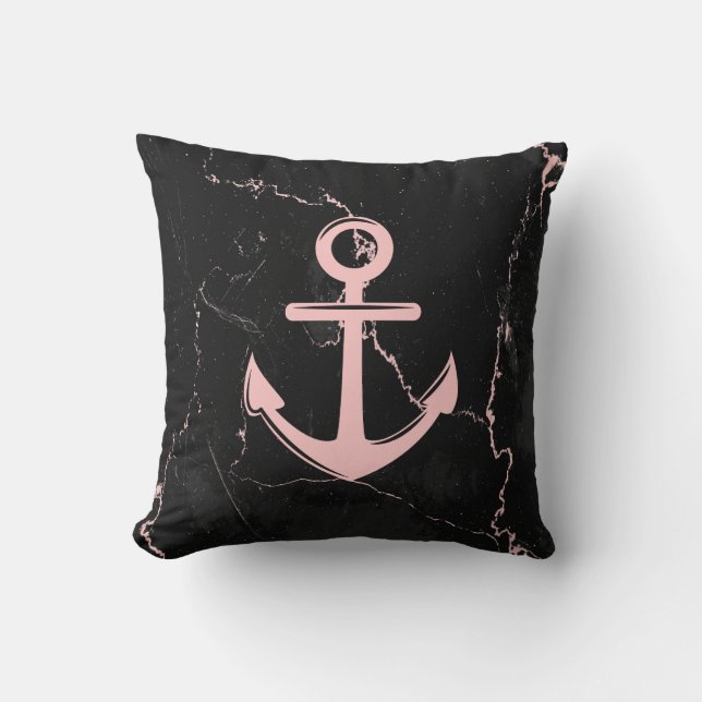 Marble & Anchor Throw Pillow (Front)