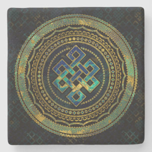 Marble and Abalone Endless Knot  in Mandala Stone Coaster