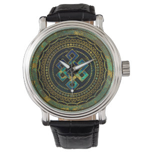 Marble and Abalone Endless Knot  in Mandala Watch