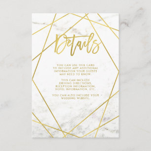 Marble and Faux Gold Geometric Guest Details Enclosure Card