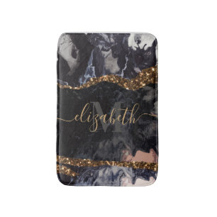 Marble and Glitter Abstract Bath Mat