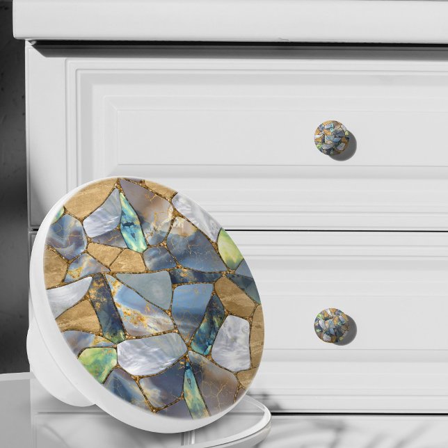 Marble and gold cells - ocean ceramic knob (Creator Uploaded)