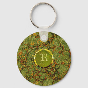 Marble And Gold-Custom Initial Keychain