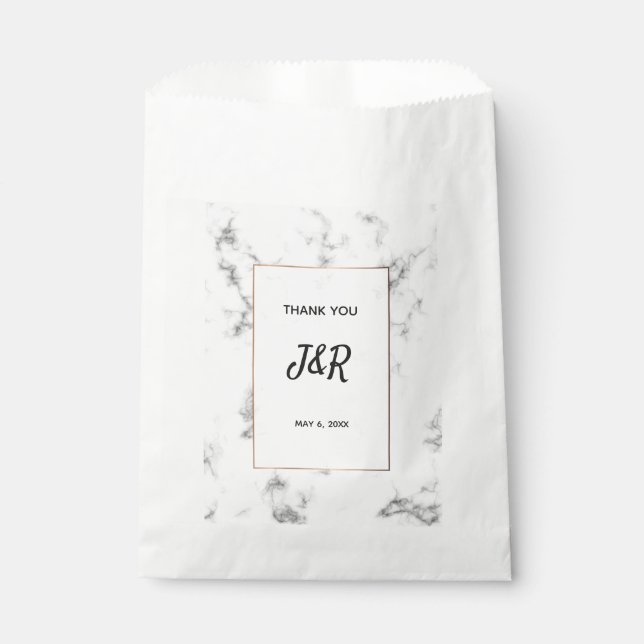 Marble and gold elegant wedding favour bag (Front)