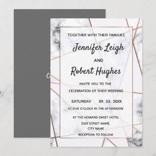 Marble and gold elegant wedding invitation