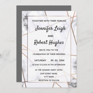 Marble and gold elegant wedding invitation