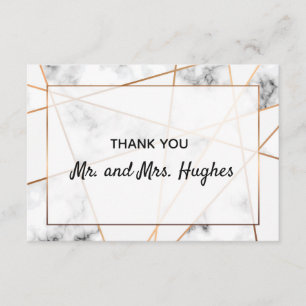 Marble and gold elegant wedding  thank you card