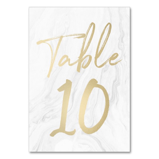 Marble and Gold Script | Table Number Card 10 (Front)
