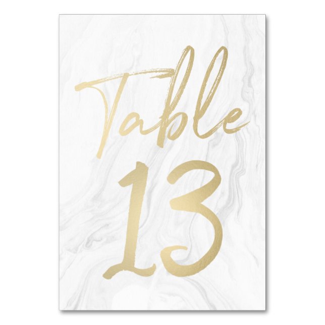 Marble and Gold Script | Table Number Card 13 (Front)