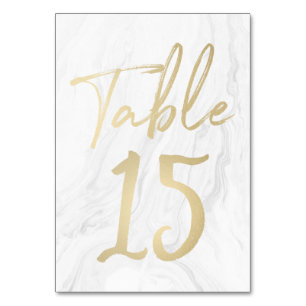 Marble and Gold Script   Table Number Card 15