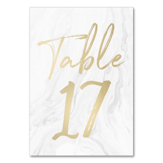Marble and Gold Script | Table Number Card 17 (Front)