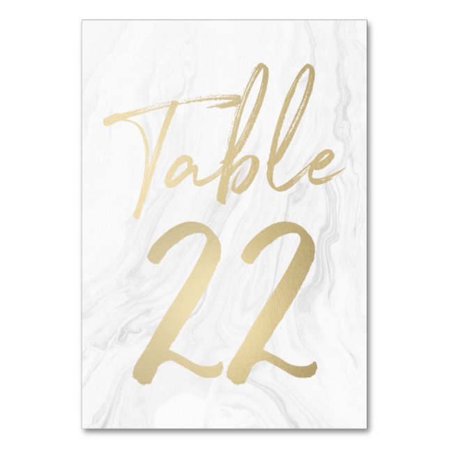 Marble and Gold Script | Table Number Card 22 (Front)