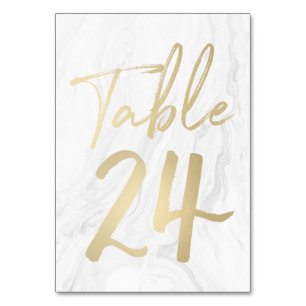 Marble and Gold Script   Table Number Card 24