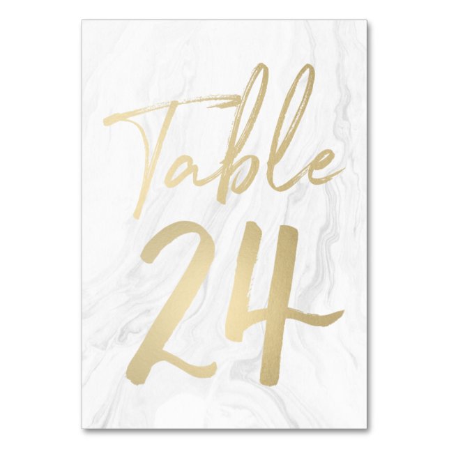 Marble and Gold Script | Table Number Card 24 (Front)
