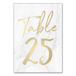 Marble and Gold Script Table Number Card 25