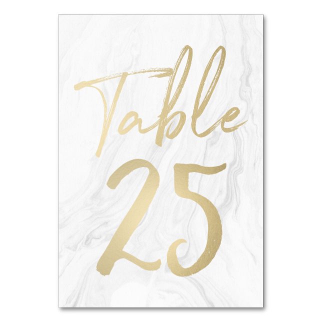 Marble and Gold Script | Table Number Card 25 (Front)
