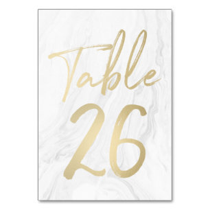 Marble and Gold Script Table Number Card 26