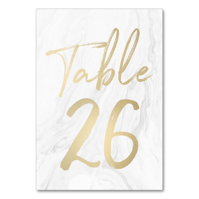 Marble and Gold Script | Table Number Card 26 (Front)