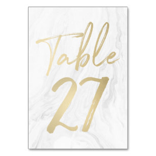 Marble and Gold Script Table Number Card 27