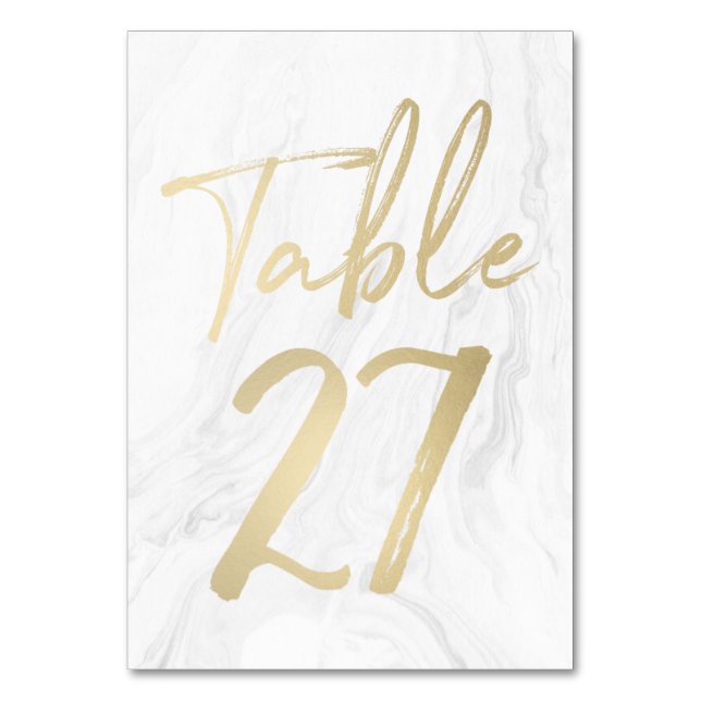 Marble and Gold Script | Table Number Card 27 (Front)