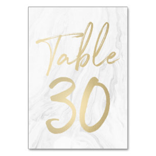 Marble and Gold Script Table Number Card 30