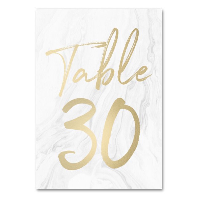 Marble and Gold Script | Table Number Card 30 (Front)