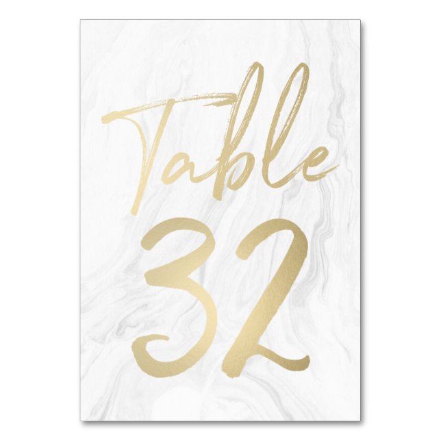 Marble and Gold Script | Table Number Card 32 (Front)